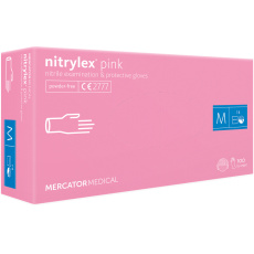 Vyšetřovací  rukavice nitrilové bez pudru PINK  – velikost S (100ks) 