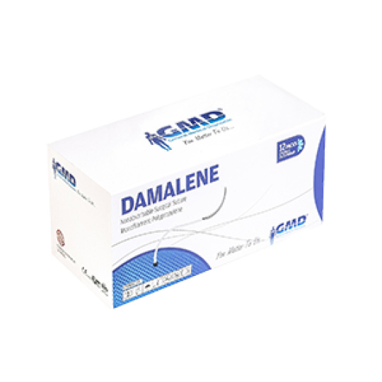 DAMALENE USP 3-0/75cm/jehla 19mm, 3/8, reverzní řez PP modrá (12ks/bal)