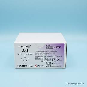 OPTIME, USP 2/0, jehla 26mm, 1/2kruh, Taper, 75cm (36ks/bal)