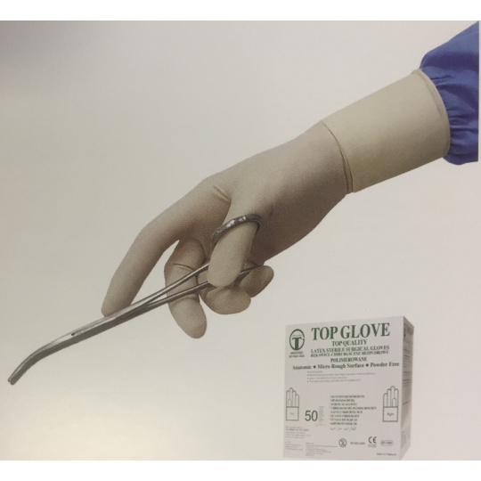 Rukavice chirurgické sterilní bez pudru TOP GLOVE 6,5 (50párů/bal)