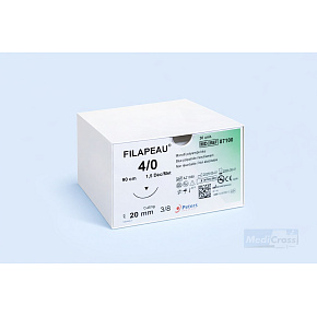 FILAPEAU, 4/0 USP, 3/8 zakřivení, hrot: cutting, jehla:20, vlákno:90 (36ks/bal)