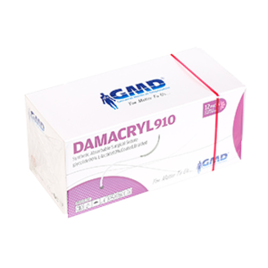 DAMACRYL 910 USP 2/75cm/jehla 48mm, 1/2kruh taper point PGLA fialová (12ks/bal);17