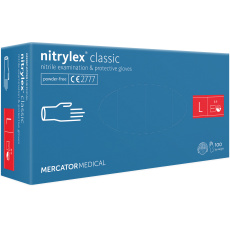 Vyšetřovací rukavice NITRYLEX CLASSIC bez pudru modrá–vel.L (100ks/bal)(10bal/kart) 