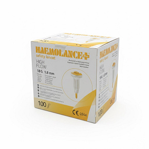 Lanceta žlutá 18G, hloubka vpichu 1,8 mm (100ks) Lanceta žlutá 18G, hloubka vpichu 1,8 mm (100ks)