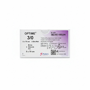 OPTIME, USP 3/0, 5x vlákno bez jehly, 70cm-fialové (36ks/bal)