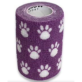 yellowBAND kohezivní bandáž 10cm x 4,5m, fialové tlapky (12ks/bal)144ks/kart) 