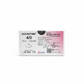 ADVANTIME, USP 4/0, jehla 19mm 3/8, reverzní řez, 70cm (36ks/bal)