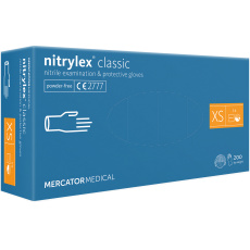 Vyšetřovací  rukavice NITRYLEX CLASSIC bez pudru modrá – velikost XS (200ks) 
