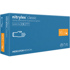 Vyšetřovací rukavice NITRYLEX CLASSIC bez pudru modrá – velikost XS (200ks) Vyšetřovací rukavice NITRYLEX CLASSIC bez pudru modrá – velikost XS (200ks)