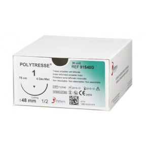 POLYTRESSE, USP 1/3,8  zakřivení, reverzní řez/ jehla 30mm, 75cm (36ks/bal)