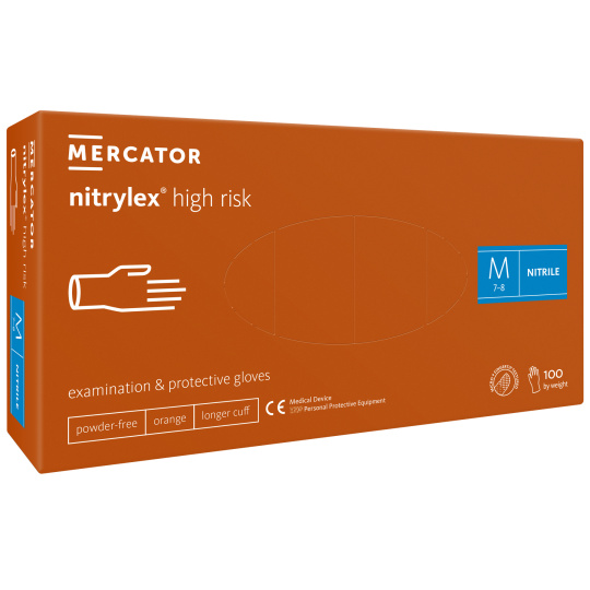 Rukavice NITRILEX® HighRisk oranžová–vel.M (100ks/bal)(10bal/kart) 