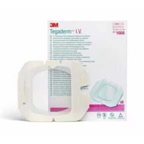 3M Tegaderm™ I.V. Transparentní filmové krytí s neadhezivním okénkem 12x12cm, 25 ks