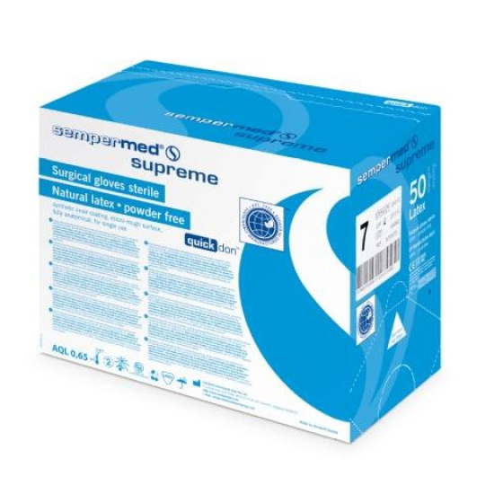 Sempermed Supreme, operační latexové rukavice bez pudru, sterilní (50párů/bal)