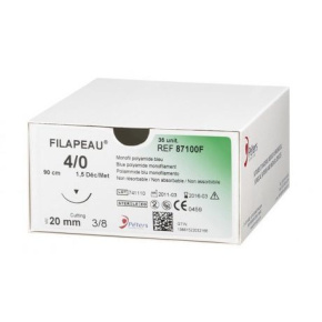 FILAPEAU, 4/0 USP, 3/8 zakřivení, hrot: cutting, jehla:25, vlákno: 45cm (36ks/bal)