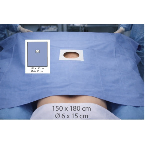 Rouška s otvorem samolepící sterilní 150x180cm, otv.6x15cm (12ks/bal)(4bal/kart)