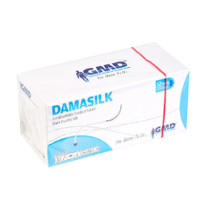 DAMASILK USP 4-0/75cm/jehla 19mm, 1/2, kulatá s kulatým hrotem, hedvábí, černá (12ks/bal)