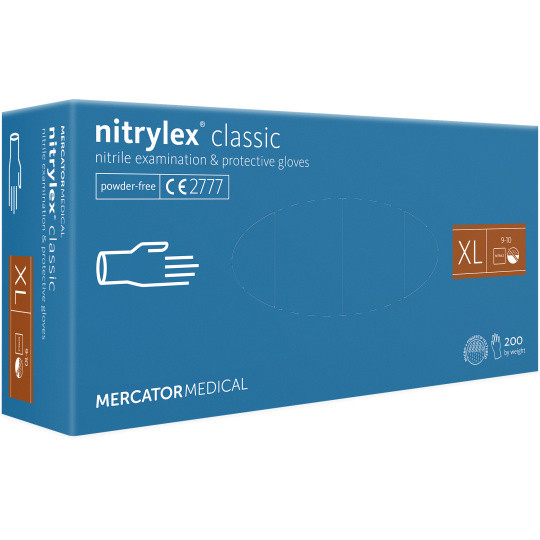 Vyšetřovací  rukavice nitrilové bez pudru – velikost XL (200ks) - bílé 